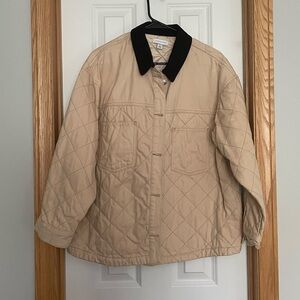Topshop Cream Quilted Jacket 100% Cotton Size 8 Petite